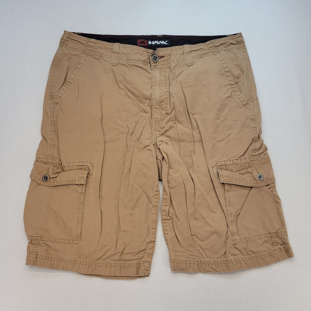 Tony Hawk Cargo Shorts Mens 36 Tan Khaki Casual Ripstop Cotton 6-Pocket Skate